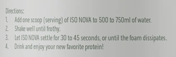 Fortitude Health Iso Nova Clear Vegan Protein 1.5LB — ingredients label and nutrition facts panel