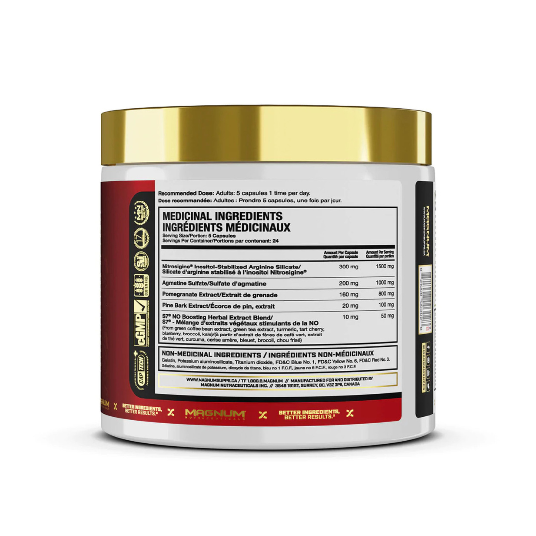 Magnum Volume 120 caps — ingredients label and nutrition facts panel