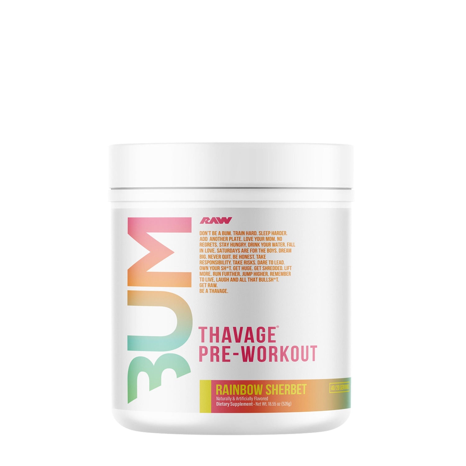CBUM RAW Thavage Pre-Workout 40 Servings