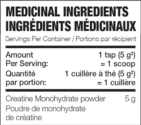Perfect Sports Creatine — 400g — ingredients label and nutrition facts panel