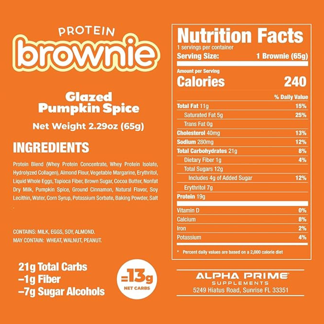 AP Prime Bites Protein Brownie (Box of 12) - Glazed Pumpkin Spice