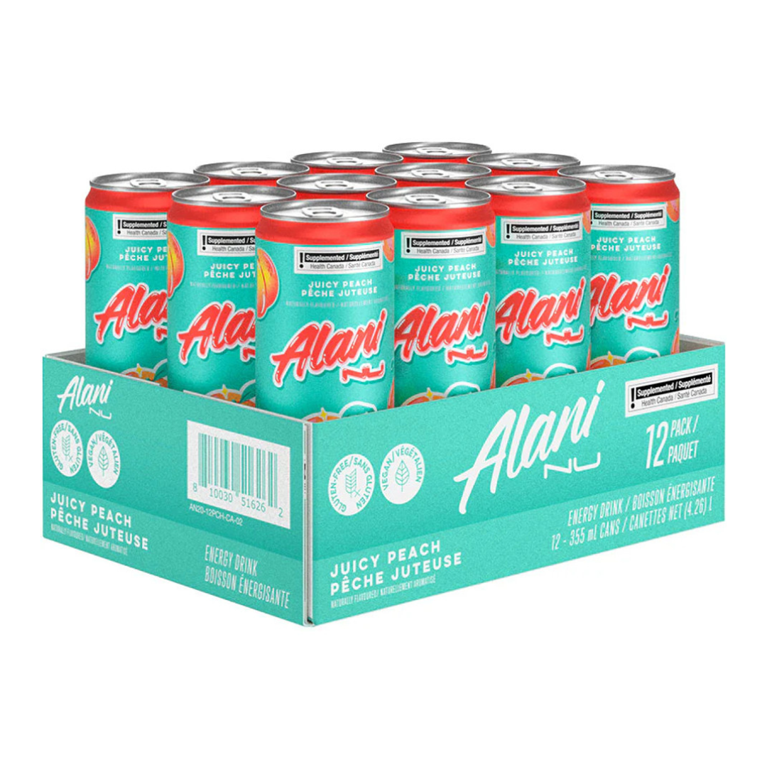 Alani Nu Energy Drink Juicy Peach (Case of 12 x 355mL Cans)