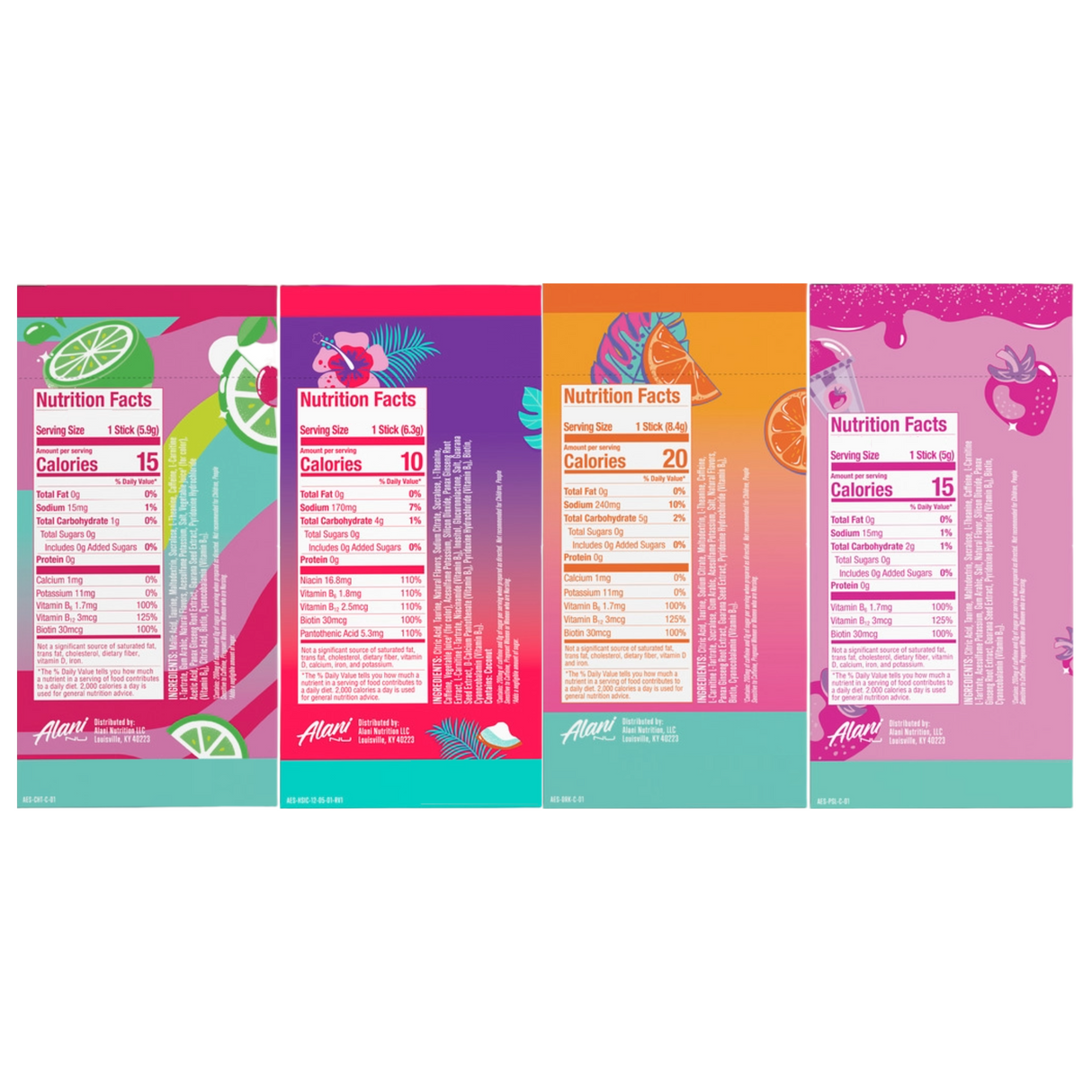 Alani Nu Energy Sticks Variety Pack - 3 Boxes / 15 Stick Packs (Cherry Twist, Hawaiian Shaved Ice, Orange Kiss)