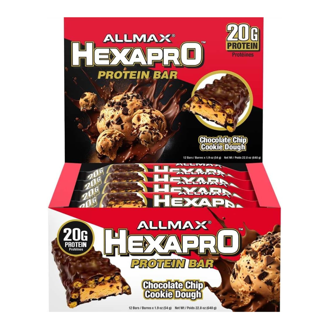 Allmax Hexapro Protein Bars (Box of 12) - Chocolate Chip Cookie Dough