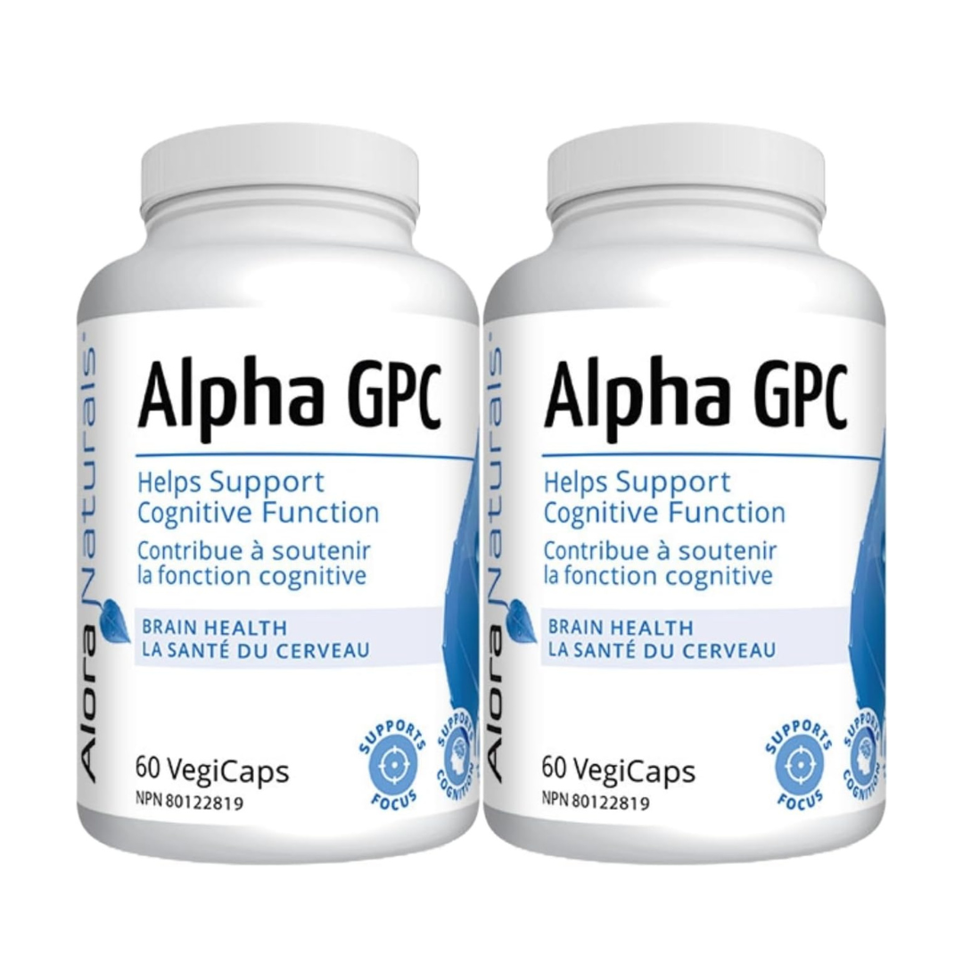Alora Naturals Alpha GPC 600mg 60 VegiCaps (Pack of 2 Bottles)