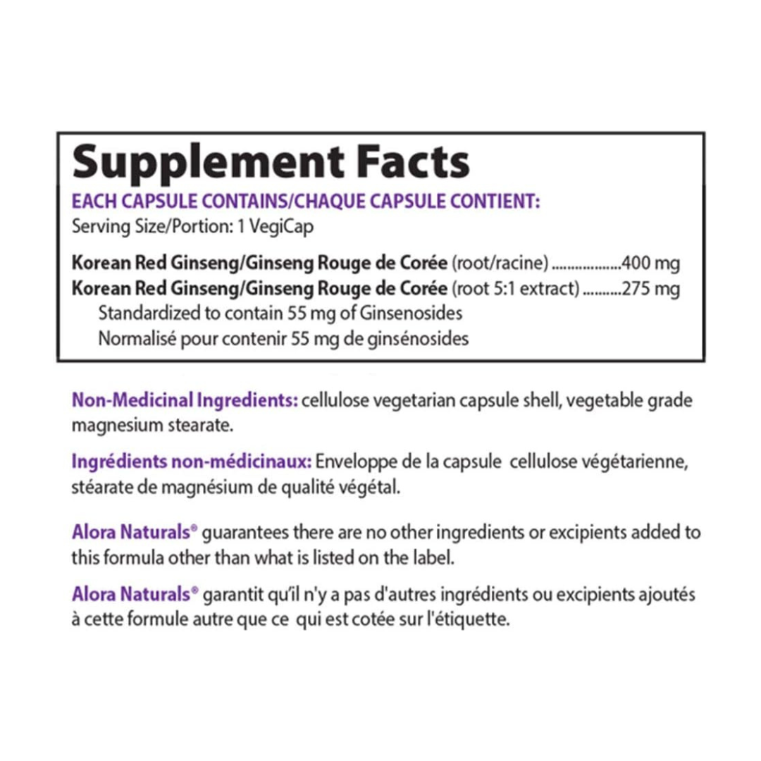 Alora Naturals Korean Red Ginseng 100 Capsules