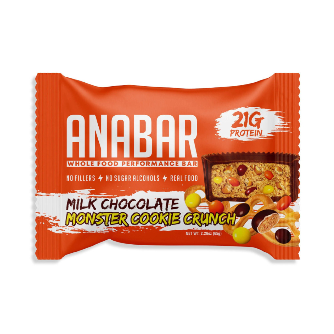 Anabar Whole Food Performance Bar 65g  ( Box of 12 ) - Milk Chocolate Monster Cookie Crunch