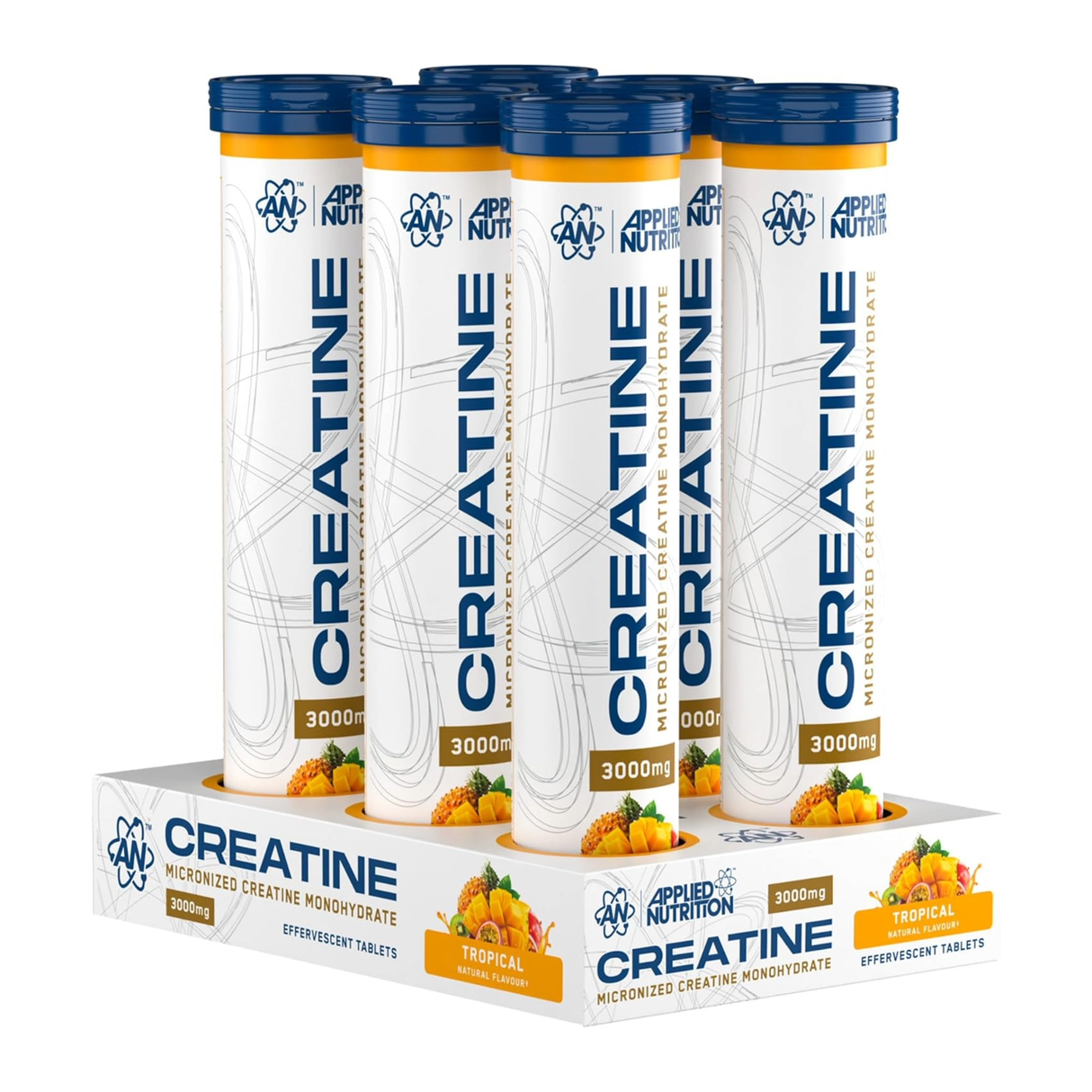 Applied Nutrition Creatine Monohydrate Effervescent Tablets 16ct Tropical (Pack of 6)