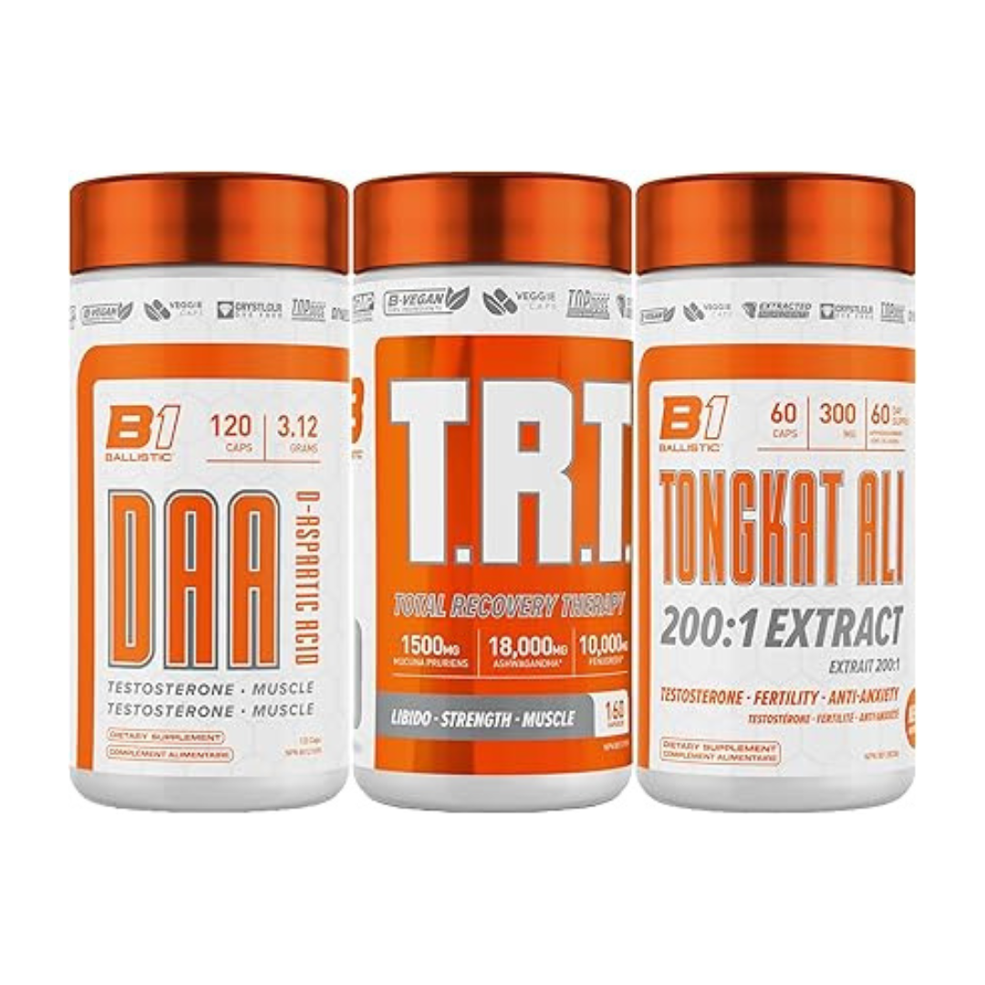 Ballistic Testosterone Bundle (TRT 160 Capsules + D-Aspartic Acid 120 Capsules + Tongkat Ali 60 Capsules)