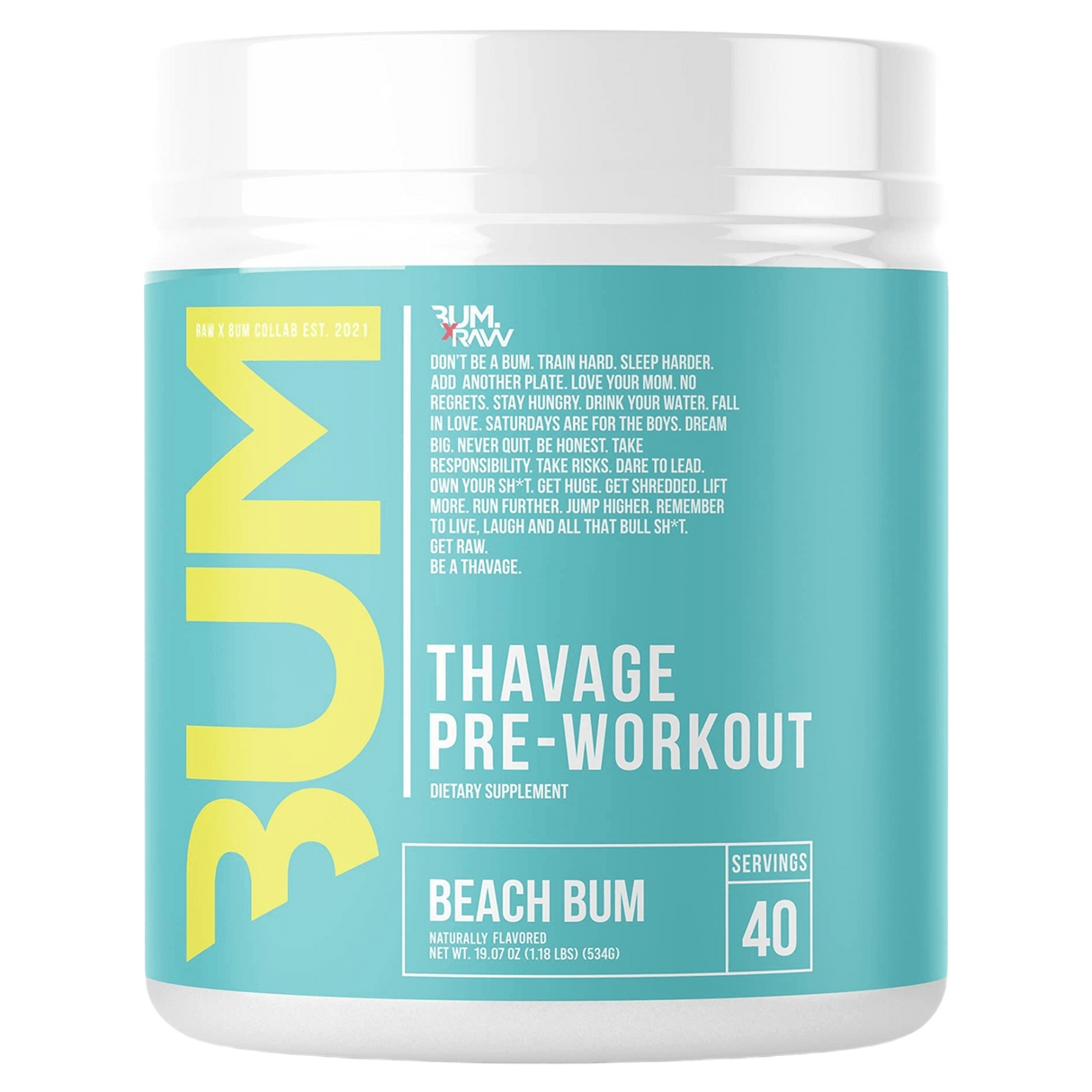 CBUM RAW Thavage Pre-Workout 40 Servings