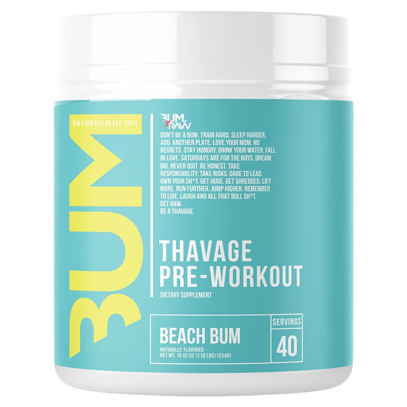 CBUM RAW Thavage Pre-Workout 40 Servings