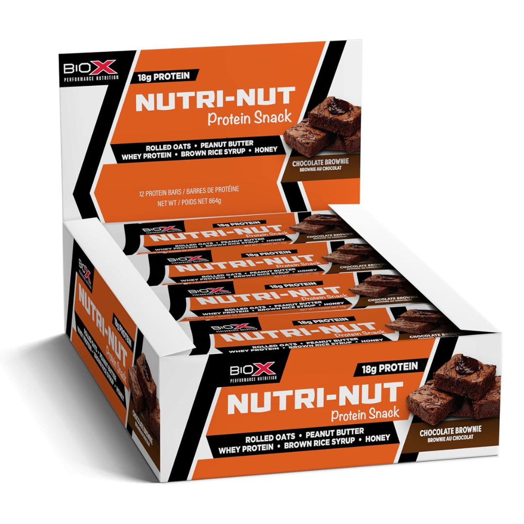 BioX Nutri-Nut Protein Snack Bar Chocolate Brownie (Box of 12)