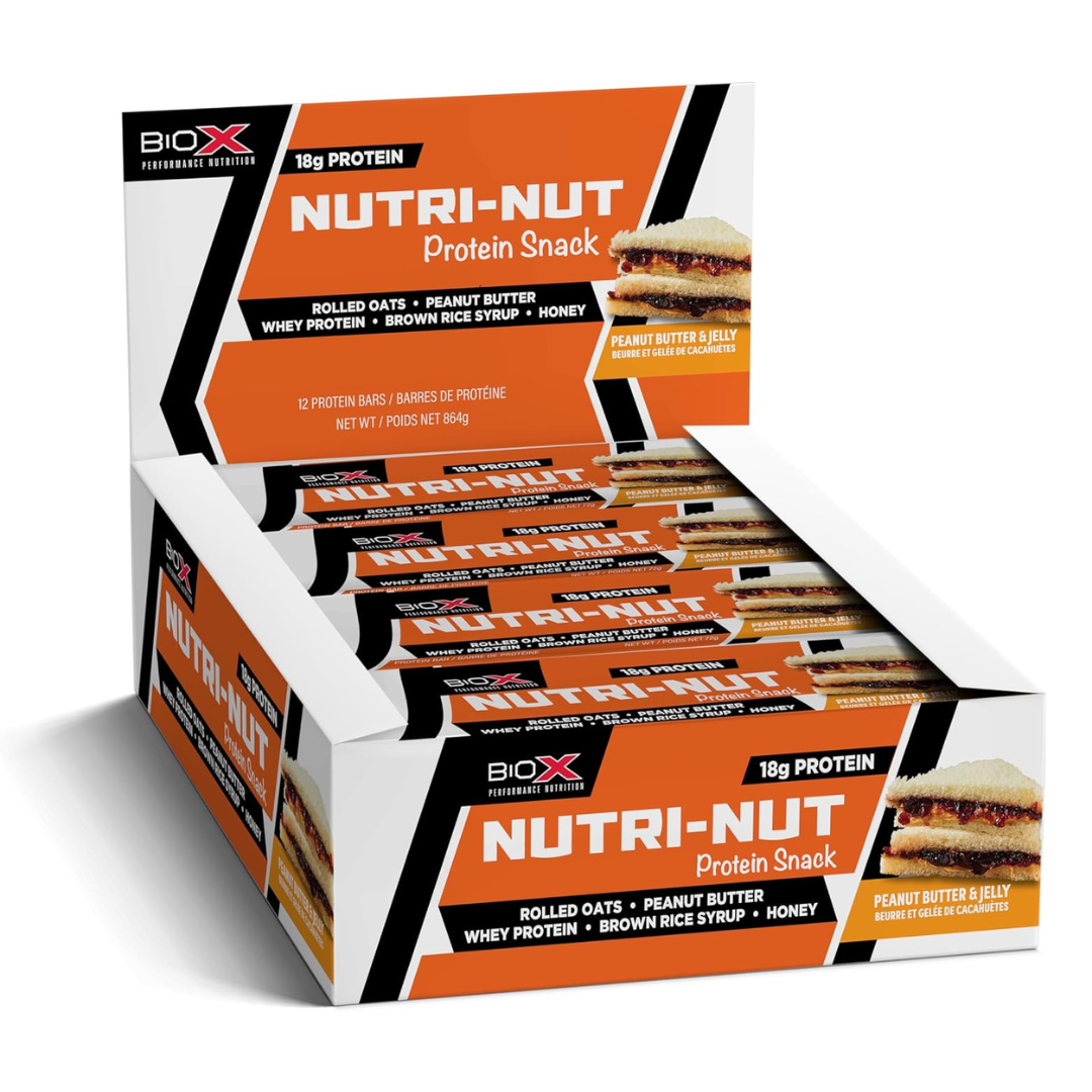 BioX Nutri-Nut Protein Snack Bar Peanut Butter & Jelly (Box of 12)