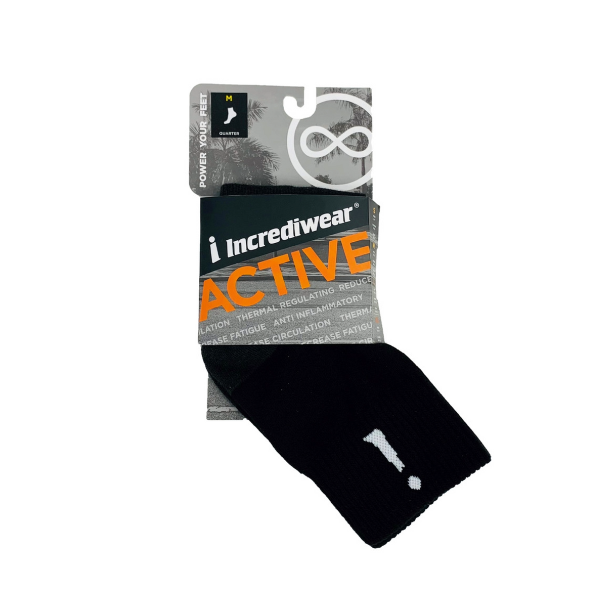 Incrediwear Black Active Socks Quarter Cut