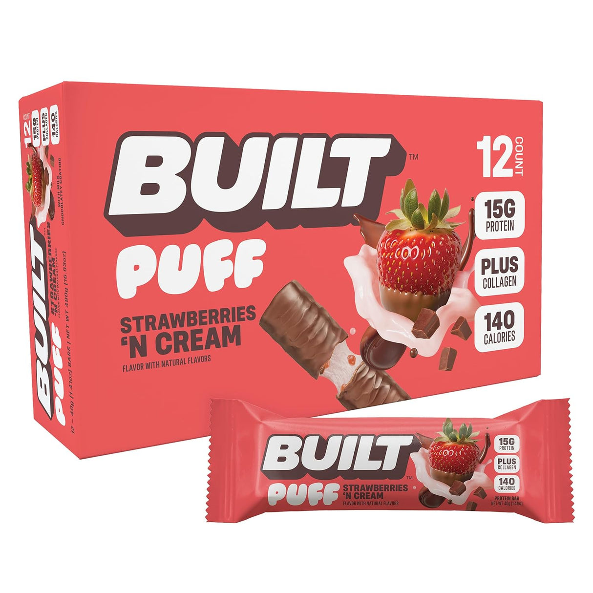 Built Puffs (Box of 12) - Strawberries 'N Cream