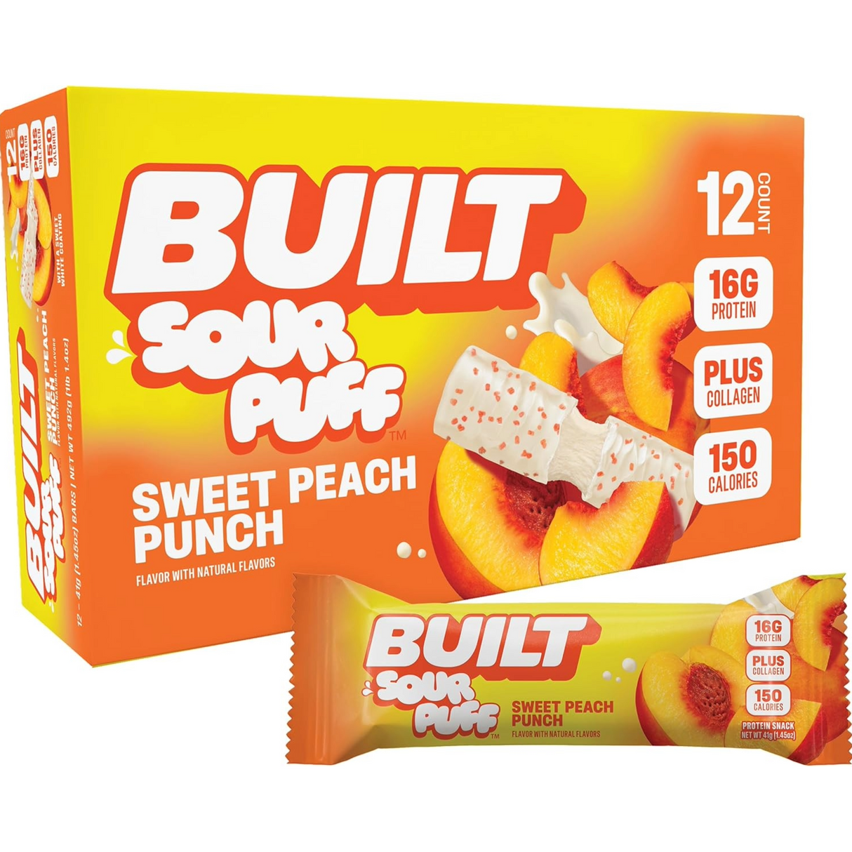Built Sour Puff Bars (Box of 12) - Sweet Peach Punch