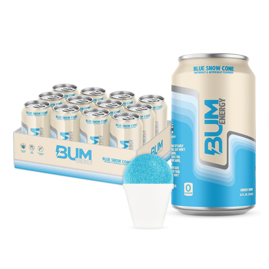 CBUM Bum Energy Drink Blue Snow Cone (Case of 12 x 355 mL Cans)