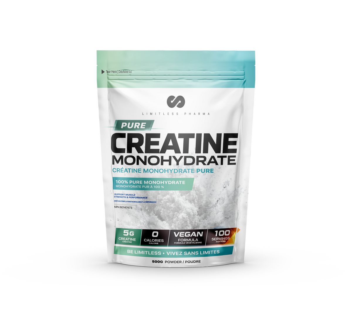 Limitless Pharma Pure Creatine Monohydrate Powder 500g Unflavoured