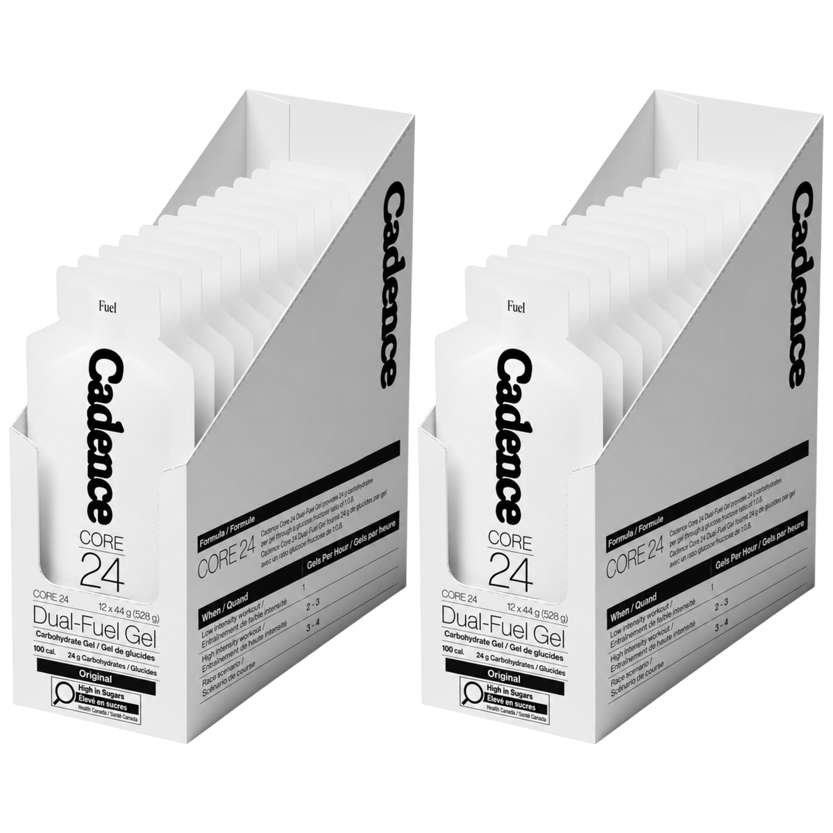 Cadence Fuel Gel Original Pack of 24 — cartons with gel sachets displayed