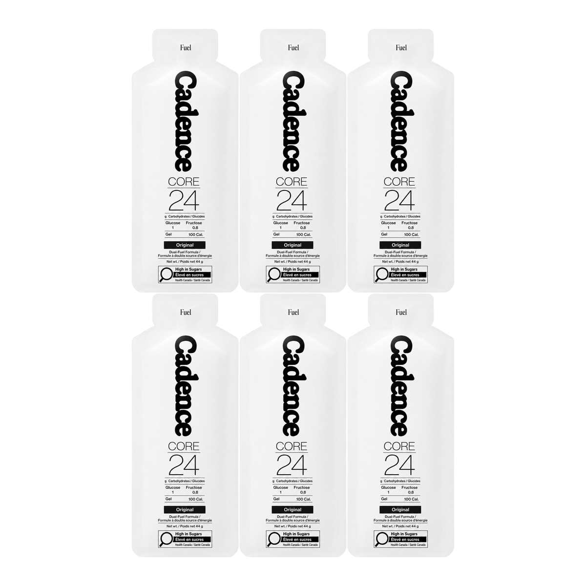 Cadence Fuel Gel Original Pack of 6 — front labels