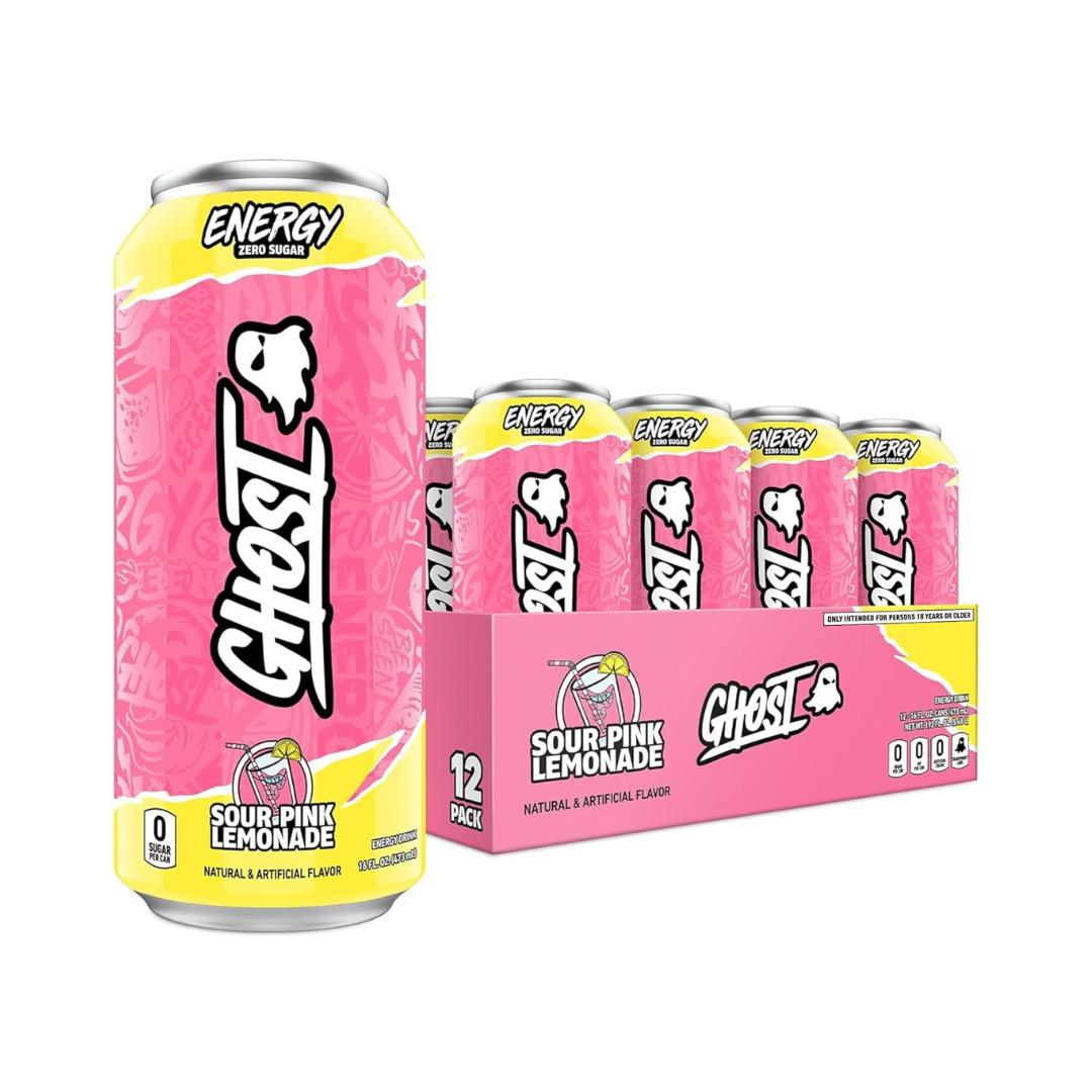 Ghost Energy Drink Sour Pink Lemonade (Case of 12 Cans)
