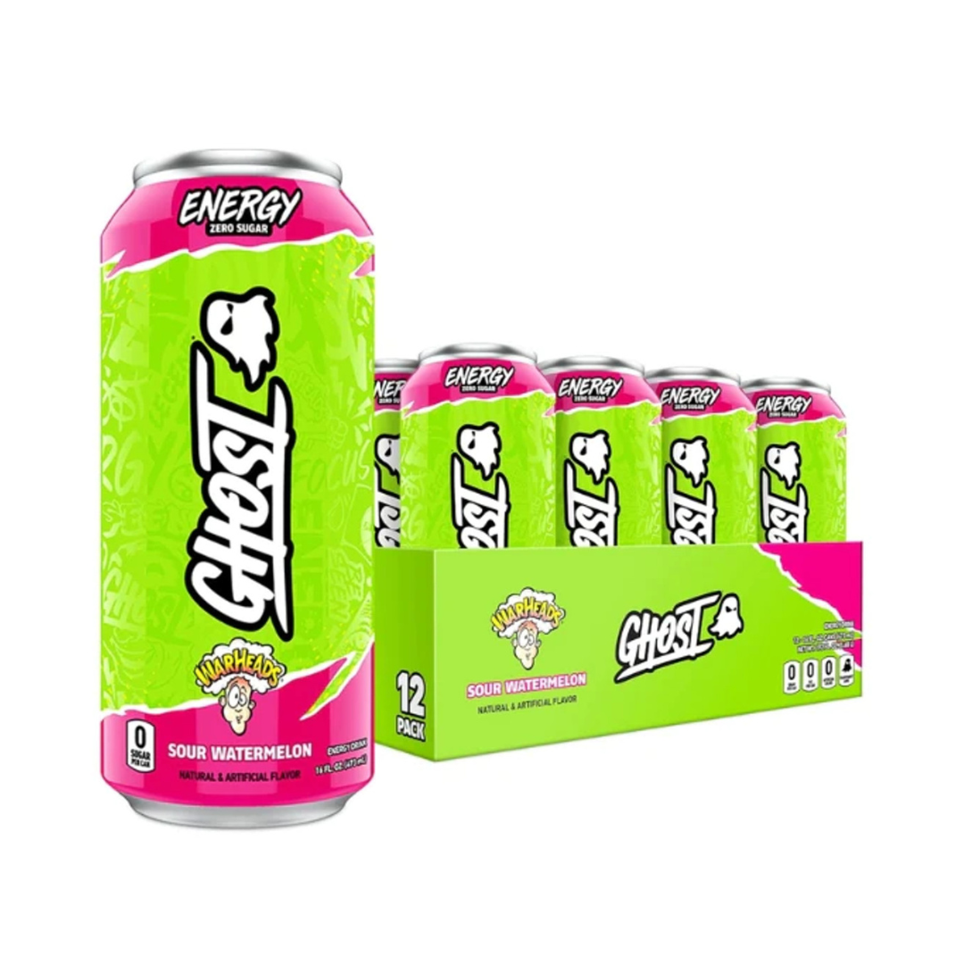 Ghost Energy Drink Warheads Sour Watermelon (Case of 12 x 473ml Cans)