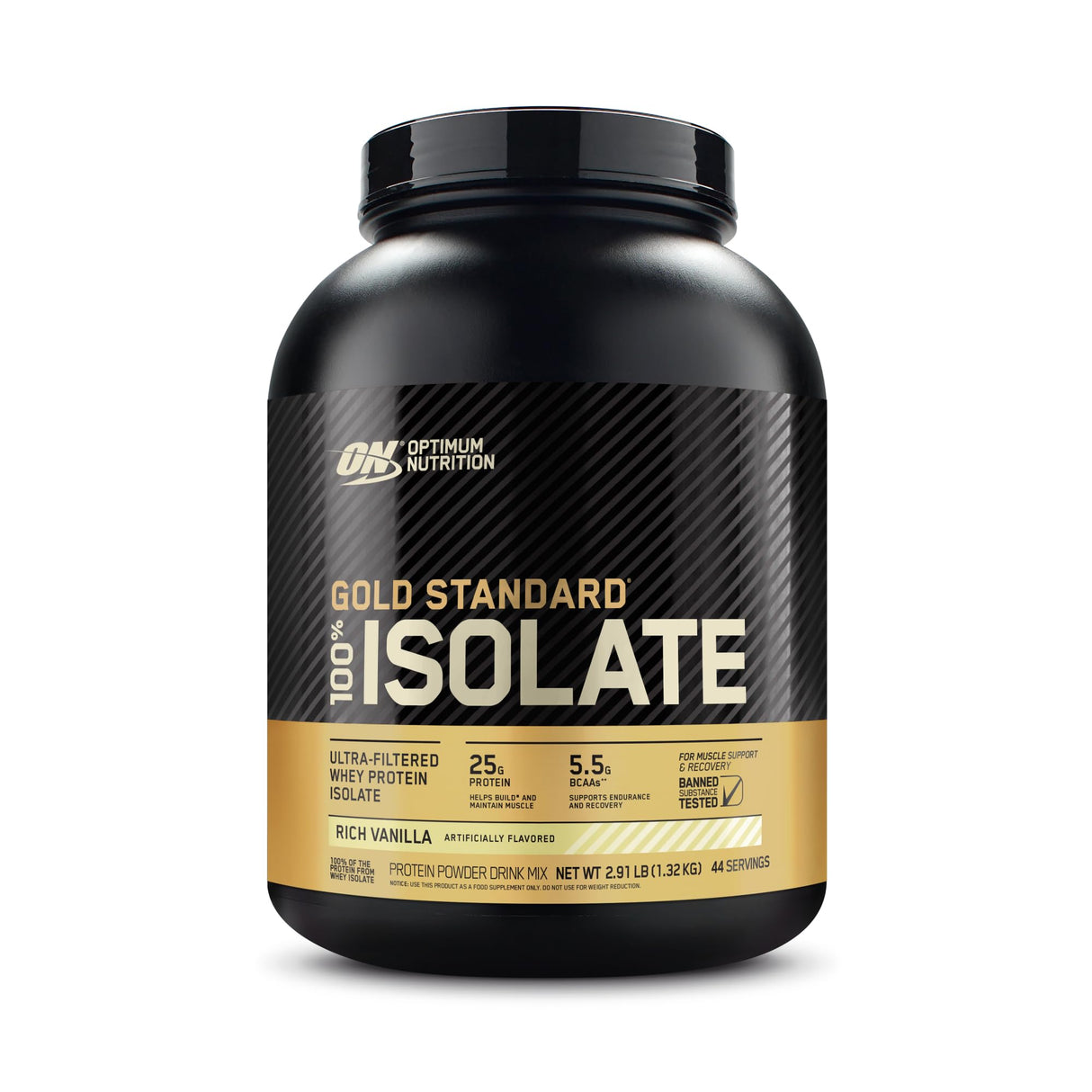 Optimum Nutrition Gold Standard 100% Isolate protein powder 3lbs 44 servings rich vanilla flavour