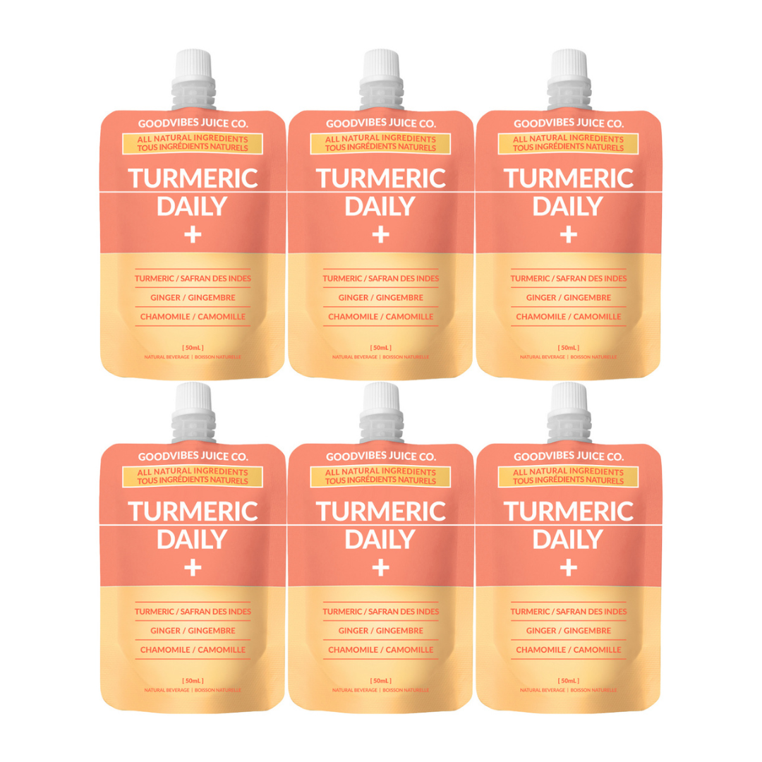Goodvibes Juice Co. Tumeric Daily Natural Turmeric Juice (Pack of 6 x 50ml Pouches)