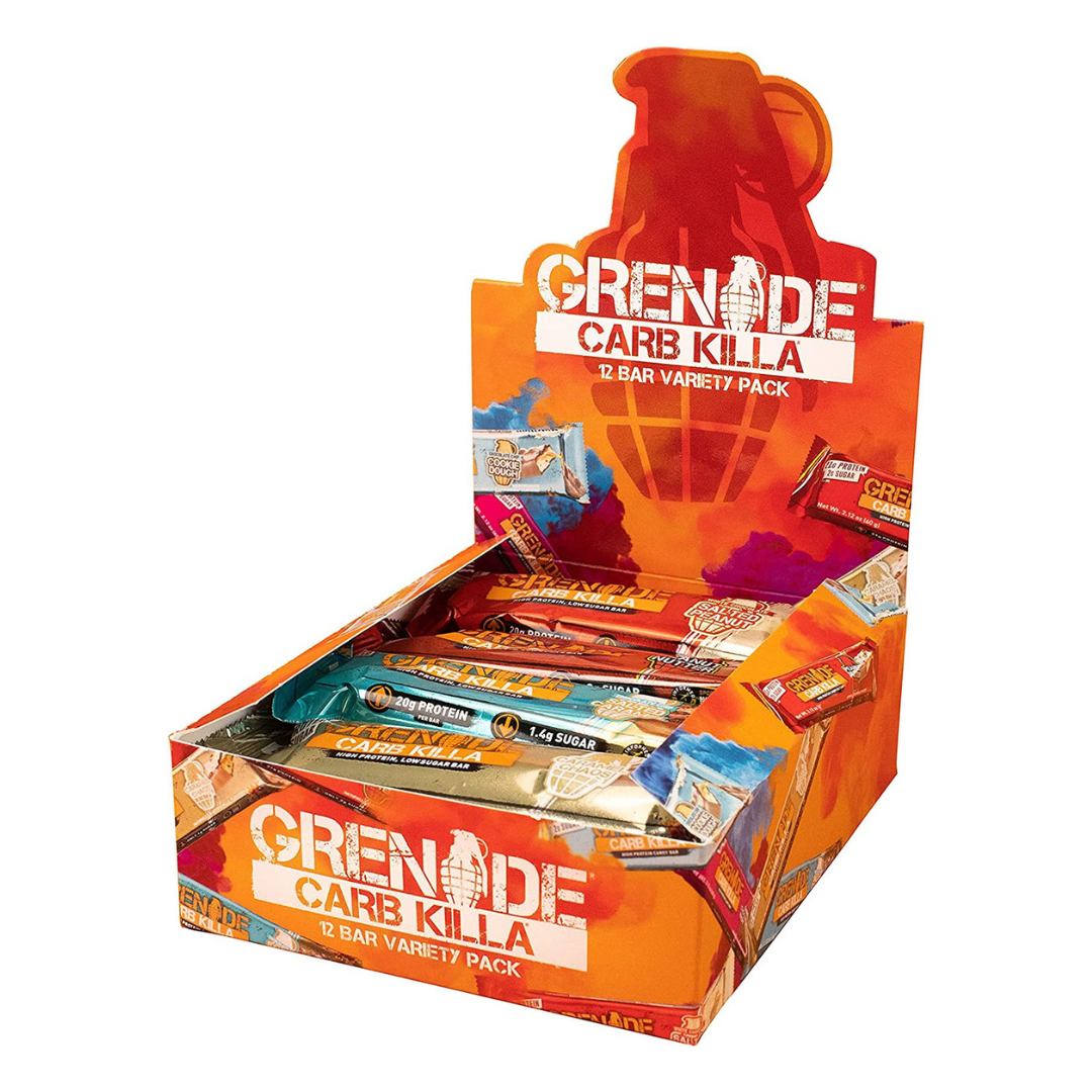 Grenade Carb Killa Bars 12 Pack Variety (2 Peanut Nutter, 2 Salted Caramel, 2 Caramel Chaos, 2 Dark Chocolate Raspberry, 2 White Chocolate Salted Peanut, 2 Cookie Dough)