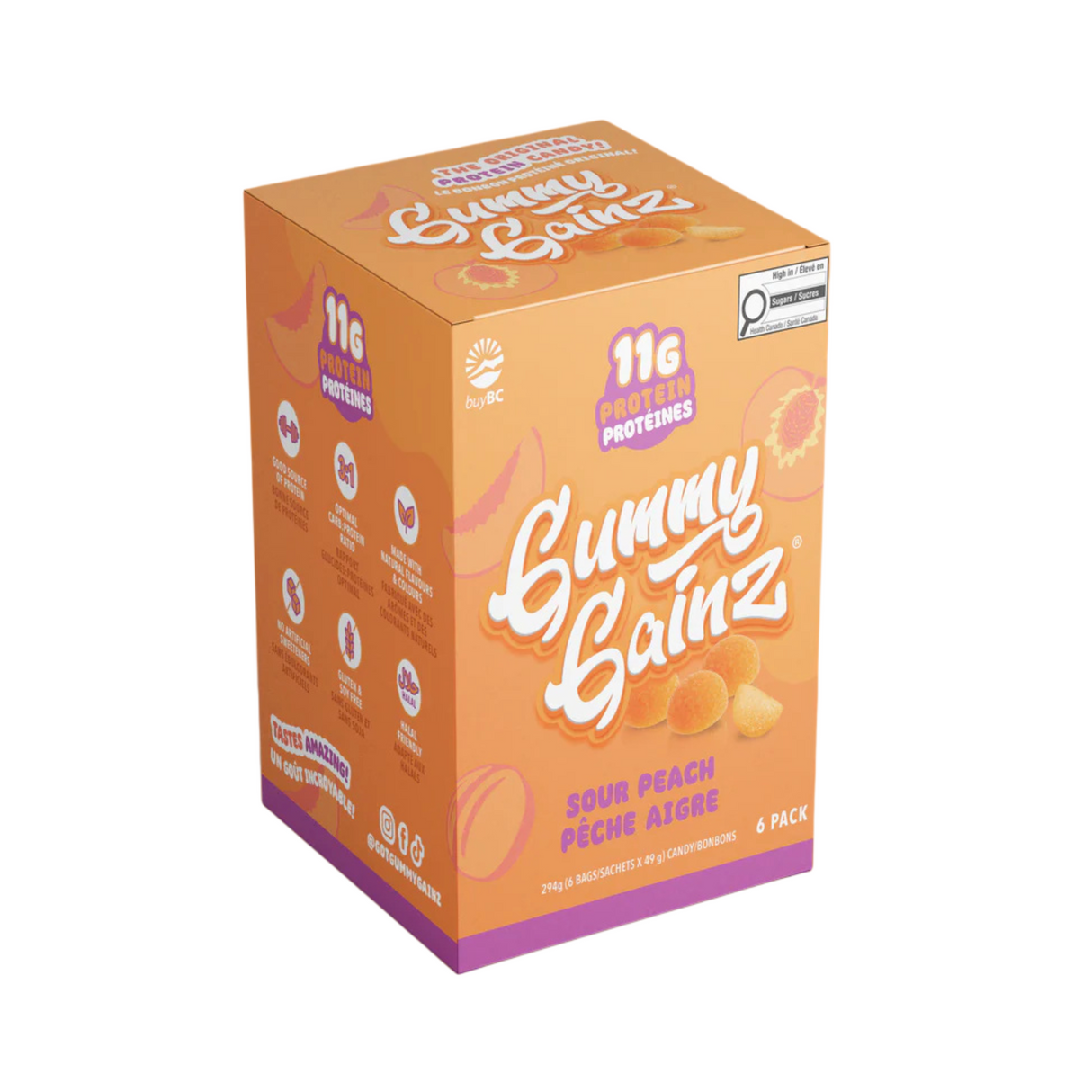 Gummy Gainz Protein Candy Fuzzy Peach (Box of 6)