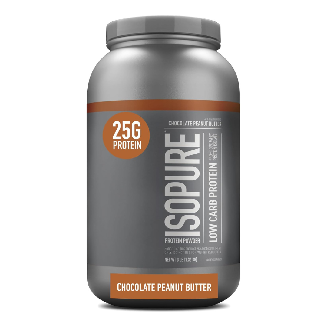 IsoPure Zero Carb Whey Isolate Protein 3lbs 1.36kg 44 Servings Chocolate Peanut Butter