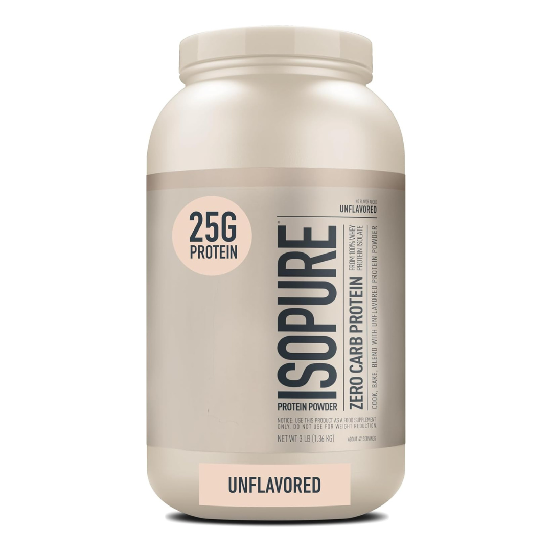 IsoPure Zero Carb Whey Isolate Protein Powder 3lbs Unflavored Unflavoured 1.36kg 47 Servings