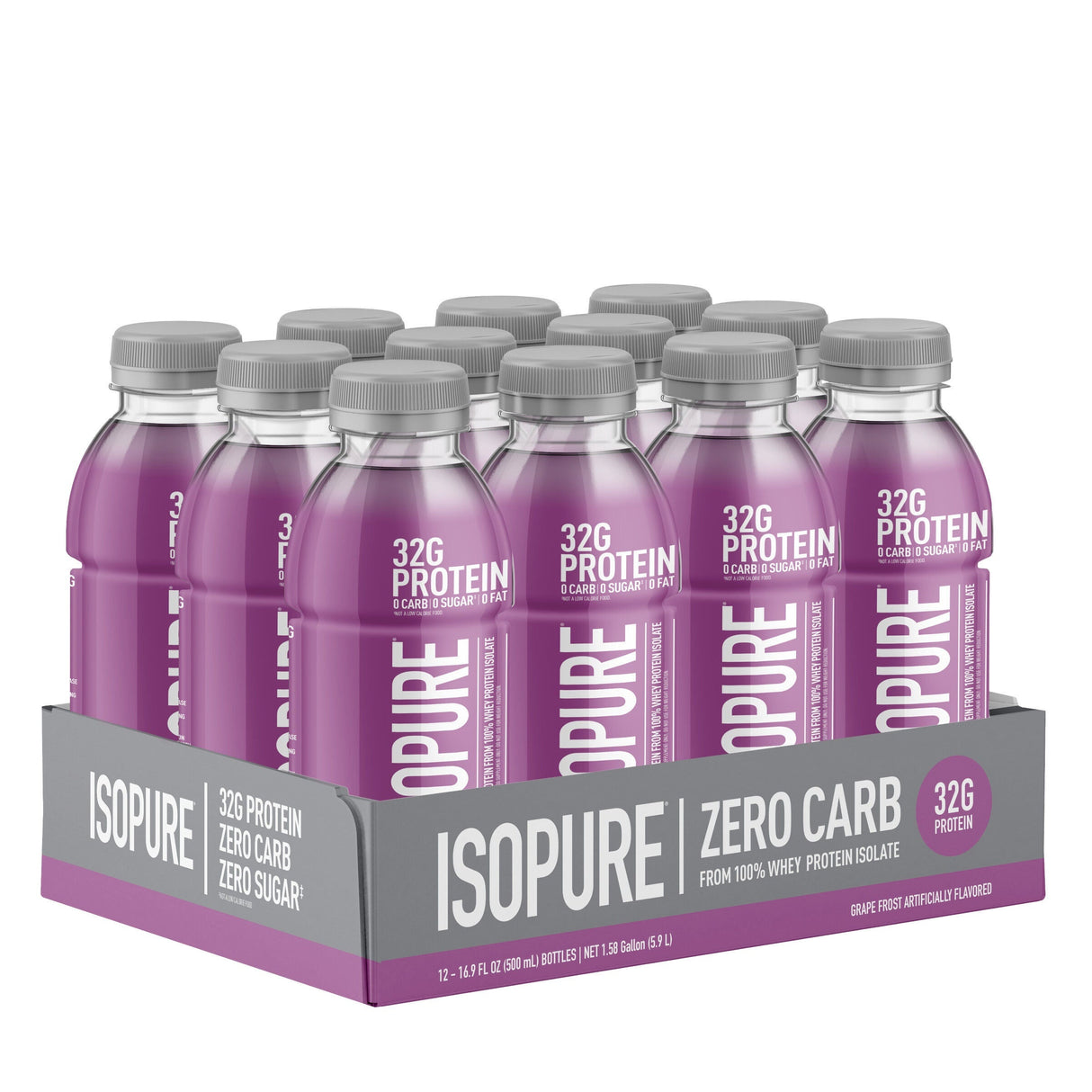 IsoPure Zero Carb RTD 473mL Grape Frost (Case of 12 Drinks)