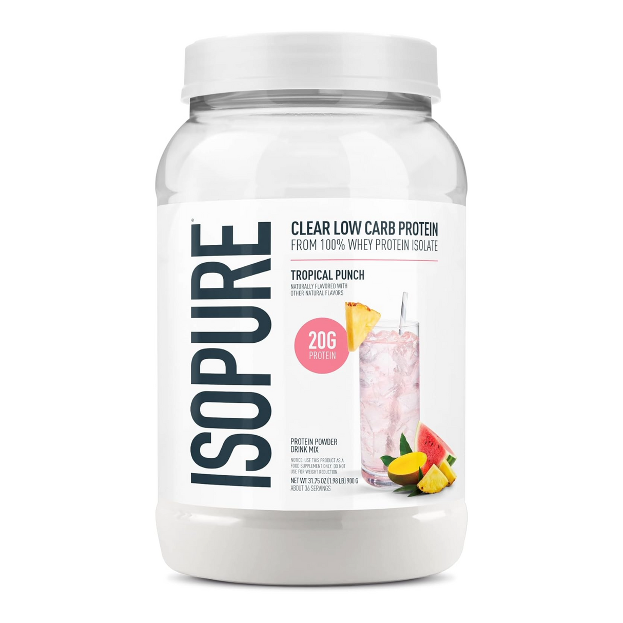 Isopure Clear Isolate Low Carb Protein 36 Servings
