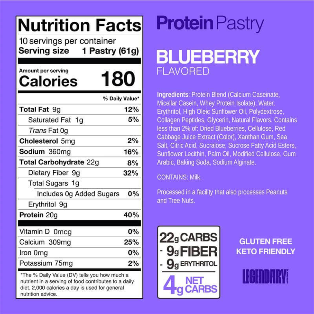 Legendary Foods Tasty Pastry Cake Style Blueberry (Box of 10)