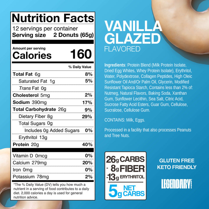 Legendary Foods Protein Donuts Vanilla Glazed (Box of 12)