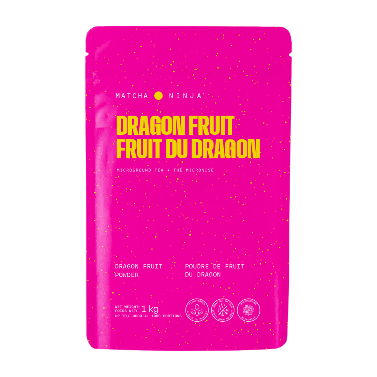 Matcha Ninja Dragon Fruit 1KG tub, front label