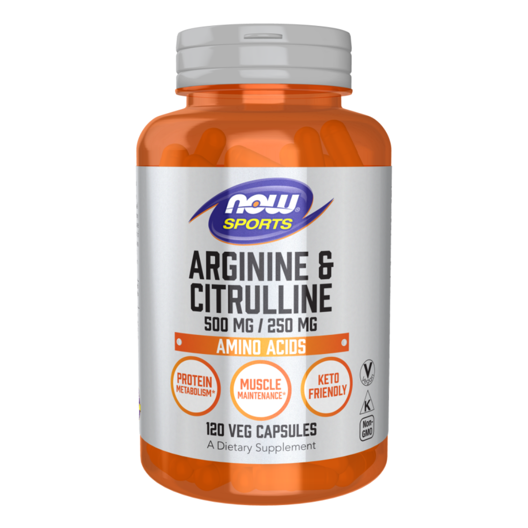 NOW Arginine 500mg & Citrulline 250mg 120 Capsules