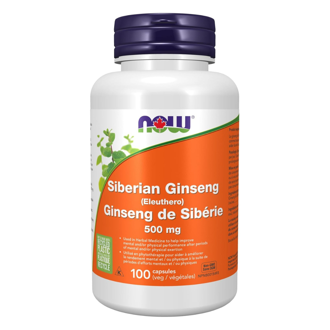 NOW Siberian Ginseng 500mg 100 Veggie Capsules