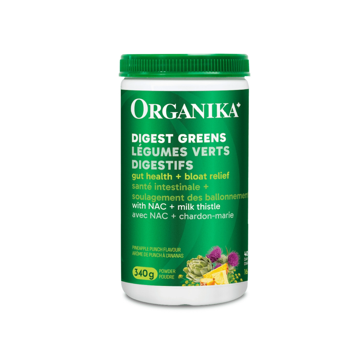 Organika Digest Greens 340g - Pineapple Punch