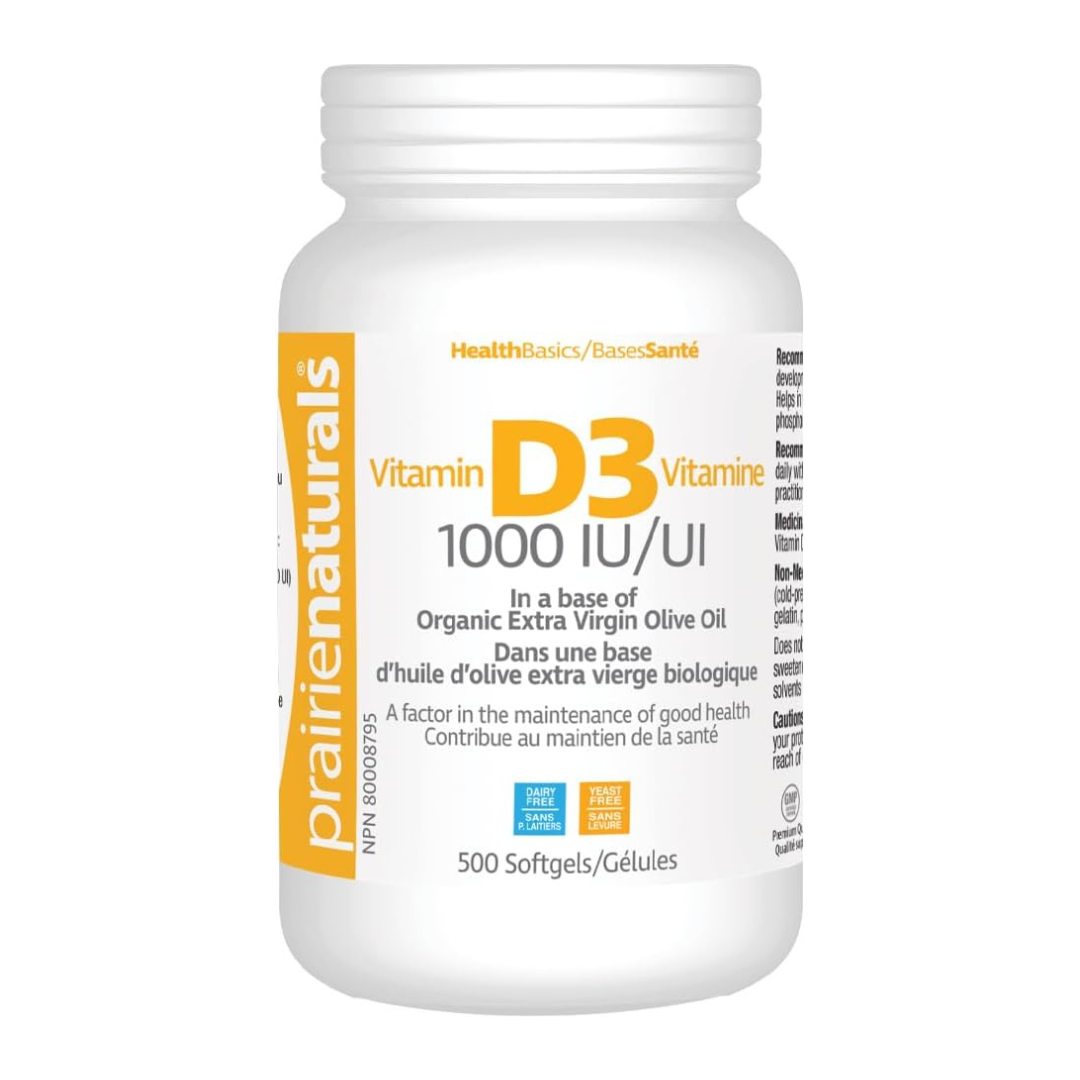 Prairie Naturals Vitamin D3 1000IU 500 Softgels