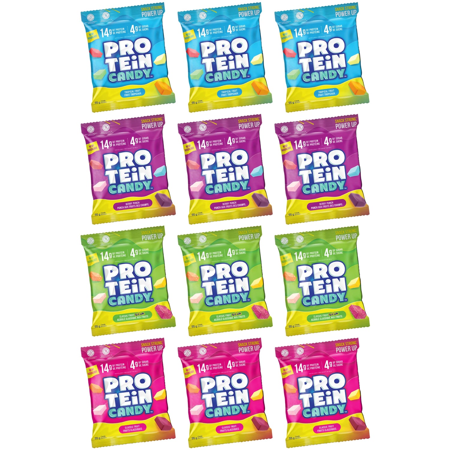 Protein Candy Variety Pack - 3 Bags Each Flavour (Pack of 12)