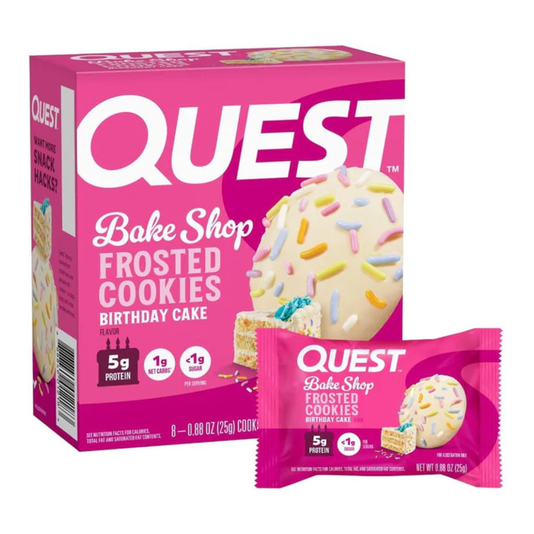 Quest Frosted Cookie (Box of 8) Birthday Cake Flavor