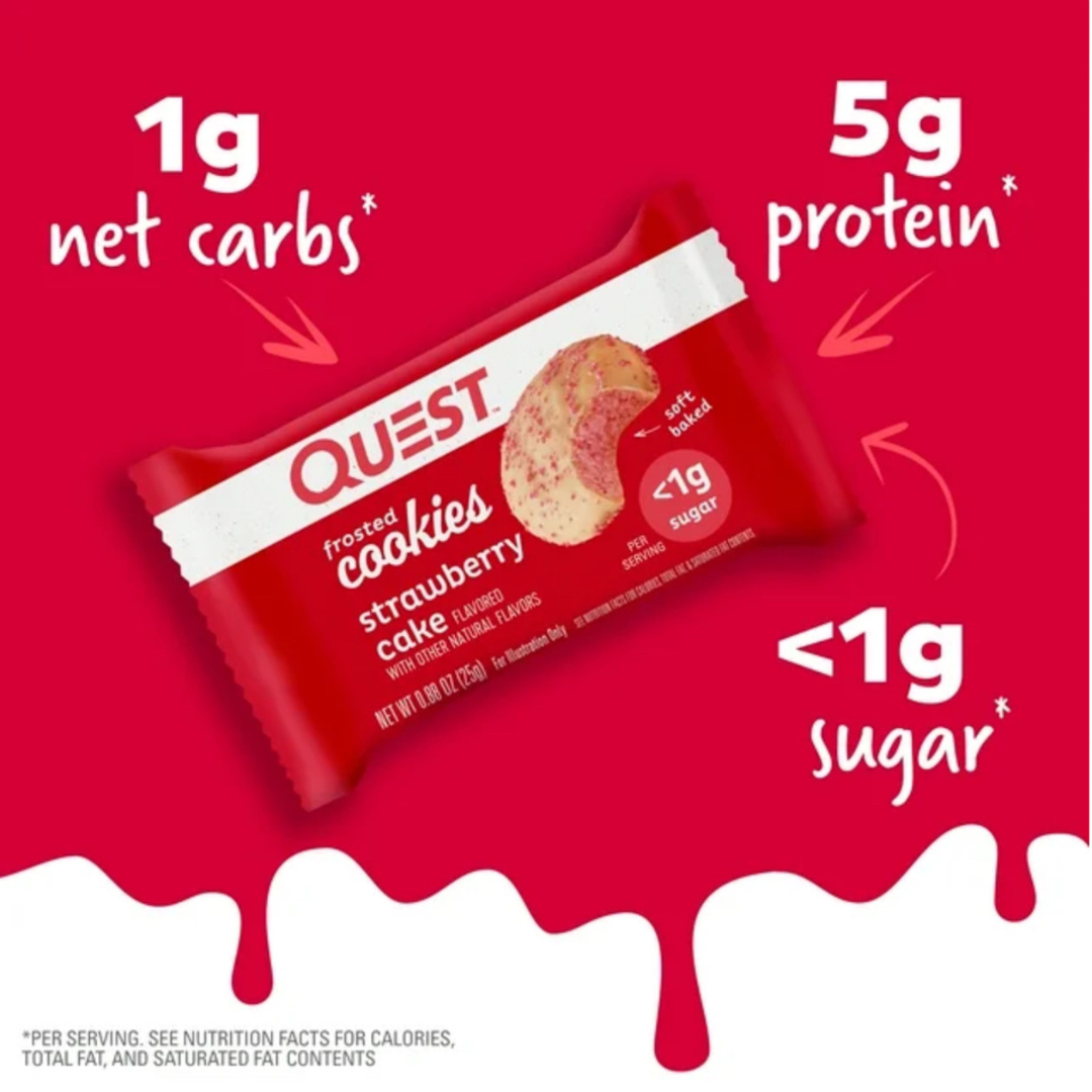 Quest Frosted Cookie (Box of 8) Strawberry Cake Flavour
