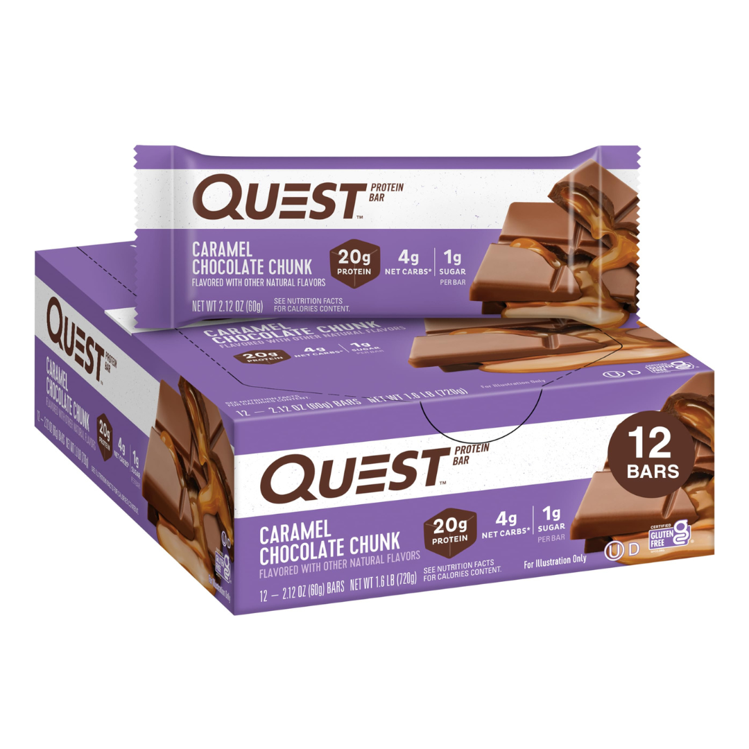 Quest Nutrition- Protein Bar (Box of 12 Bars) - Caramel Chocolate Chunk