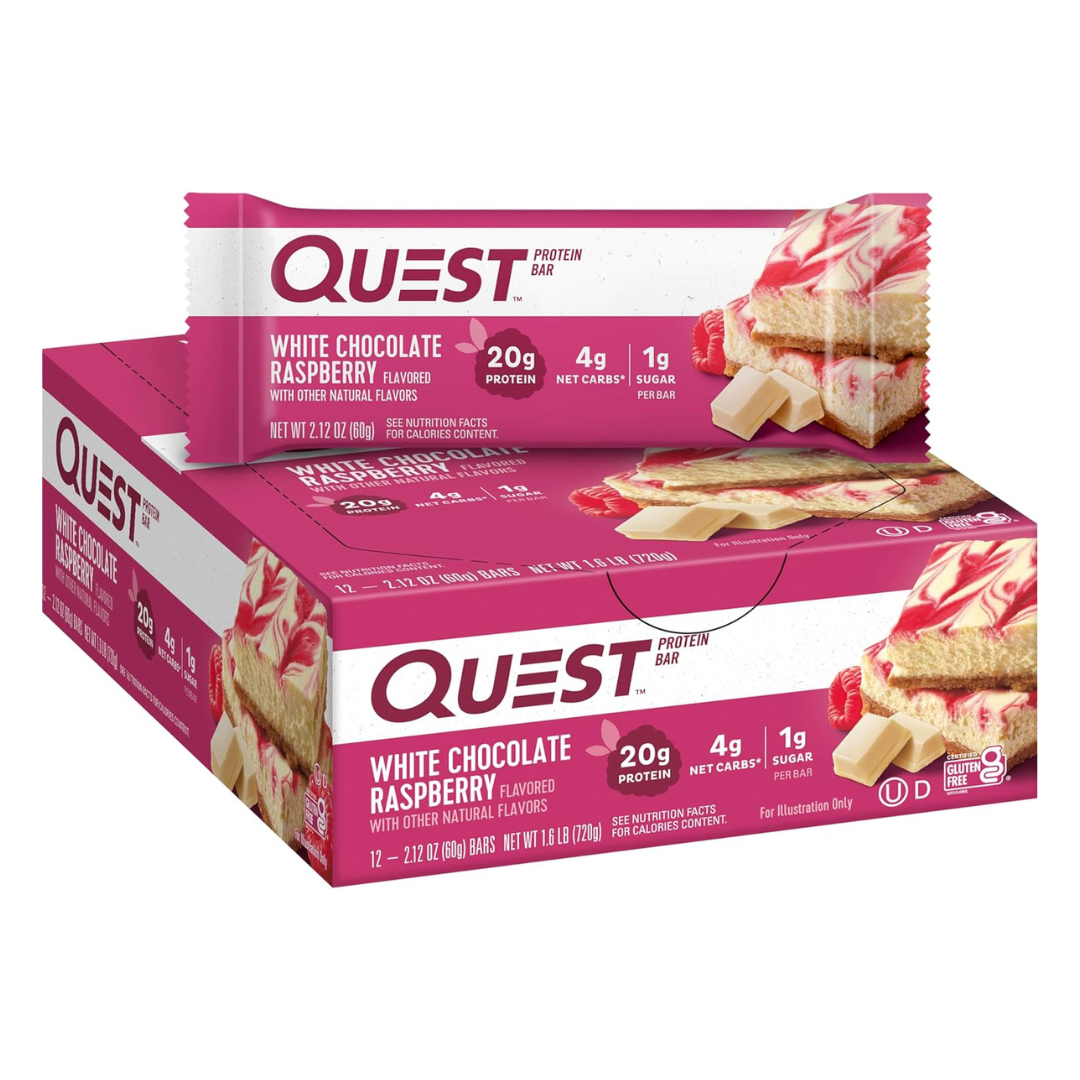 Quest Nutrition- Protein Bar (Box of 12 Bars) - White Chocolate Raspberry