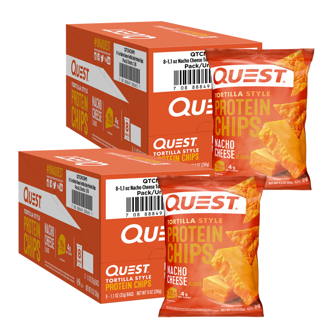Quest Nutrition Protein Chips Nacho Cheese Pack of 2 Boxes (16 Bags)