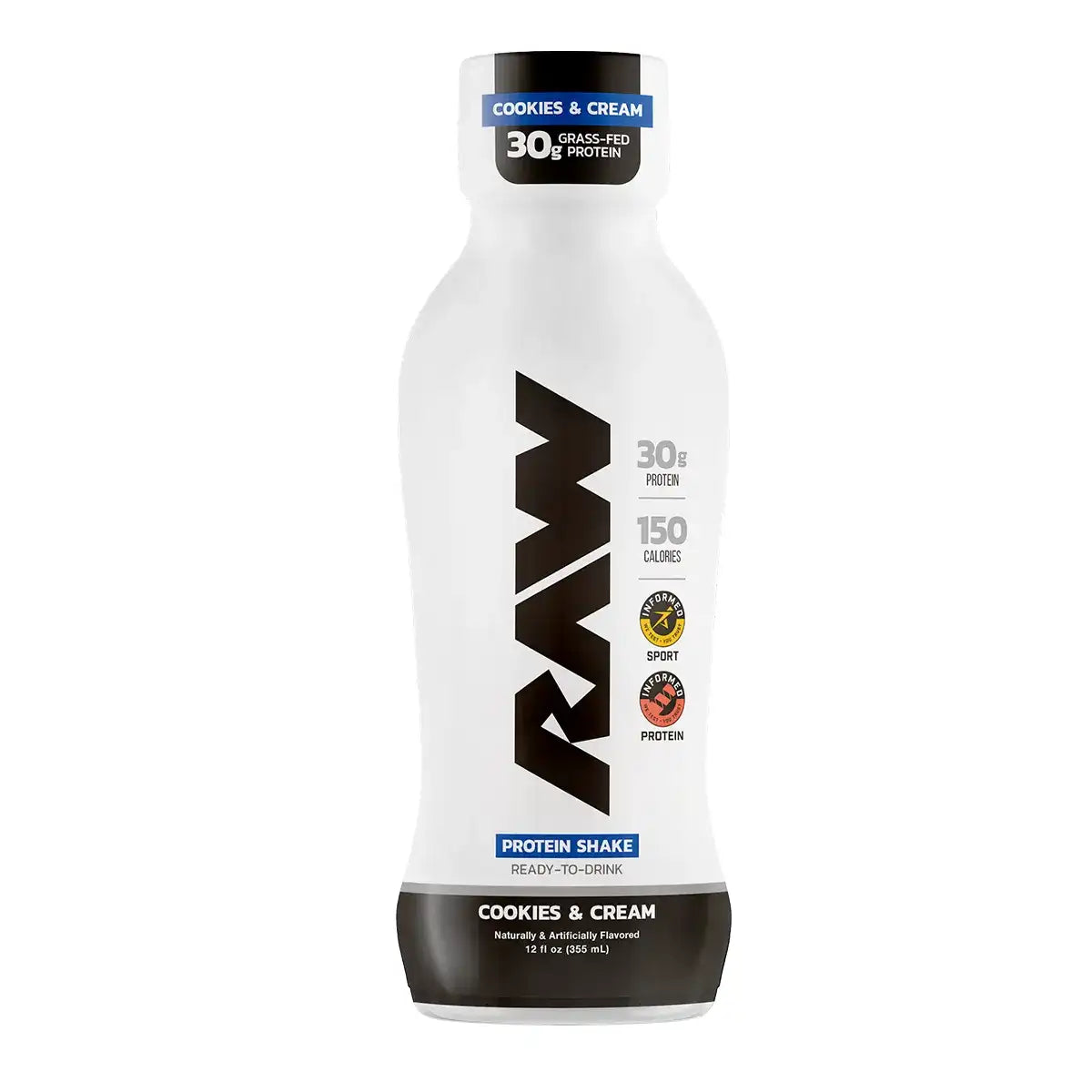 CBUM RAW Protein Shake 355ml bottle cookies & cream flavor