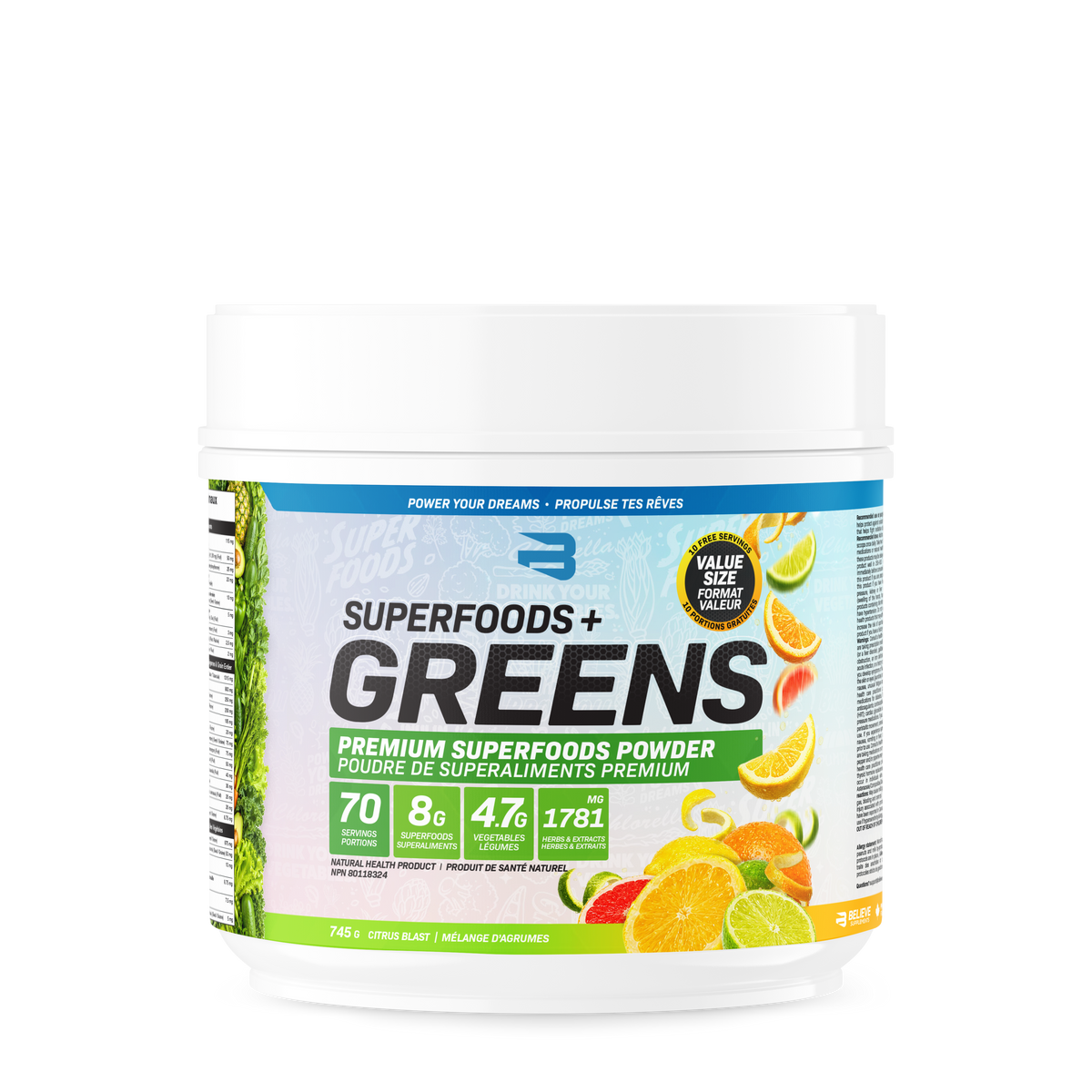 Believe Supplements Superfoods + Greens 70 Servings
