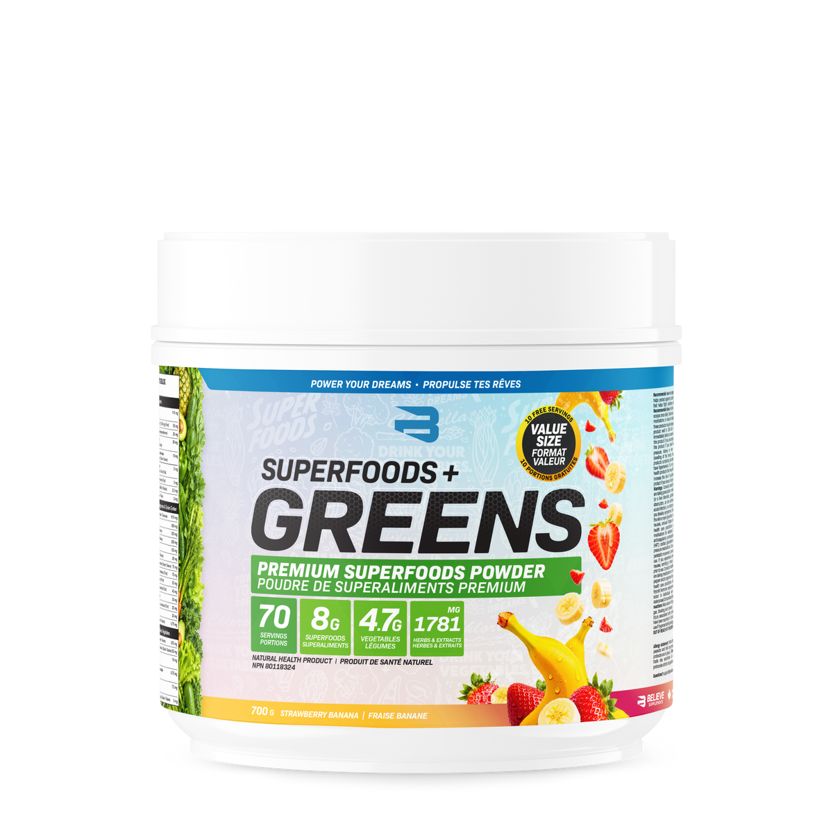 Believe Supplements Superfoods + Greens 70 Servings